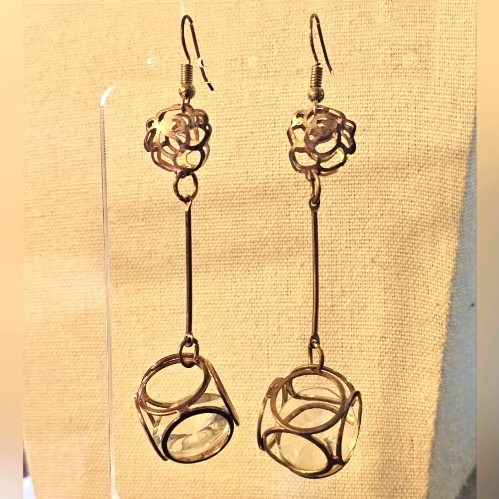 Vintage Elegant Copper Crystal Dangle Earrings E1P103